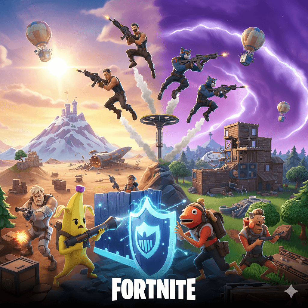 Gaming creators collaborating inside a neon-lit studio